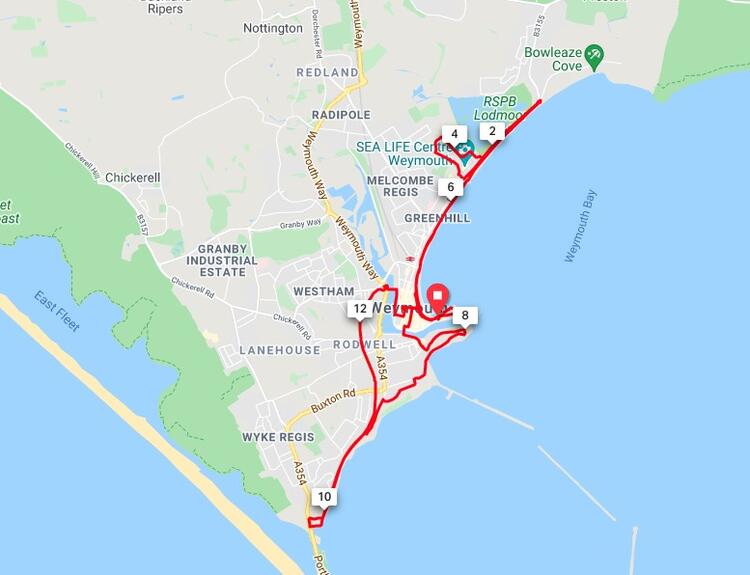 Weymouth Half Marathon Route Map